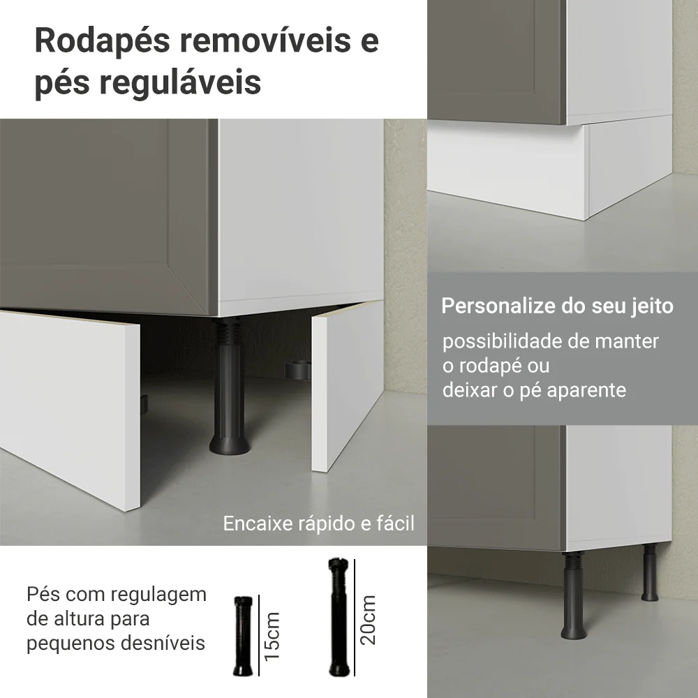 Armário de Cozinha Compacta 120 cm Branco/Cinza Vik Madesa 01 - Image 9