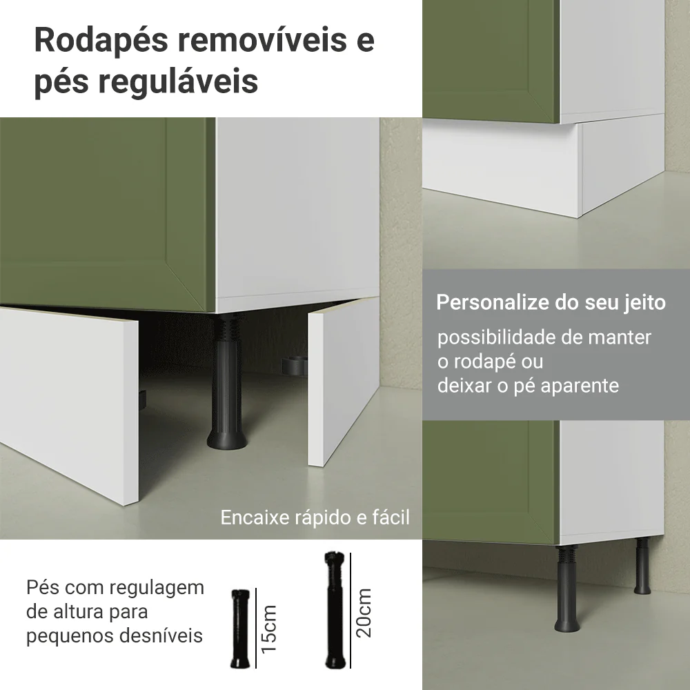 Armário de Cozinha Compacta 120 cm Branco/Verde Vik Madesa 01 - Image 9