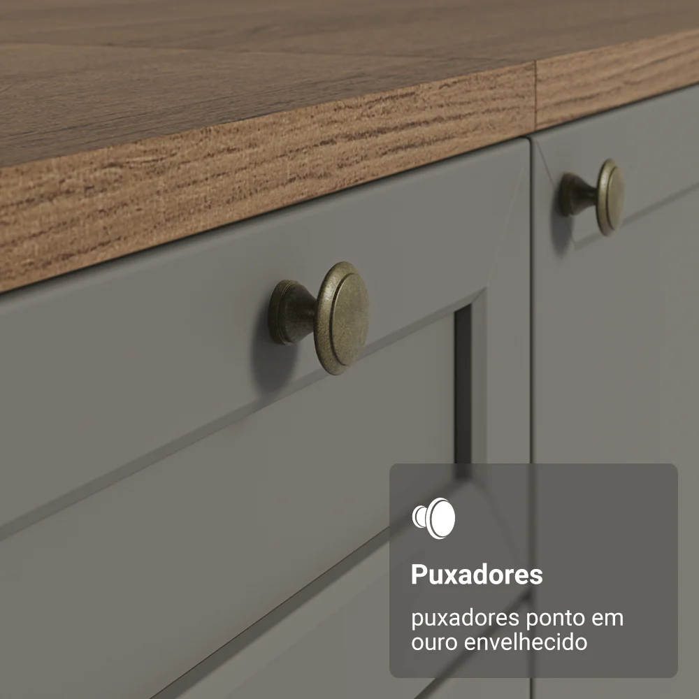 Armário de Cozinha Compacta 120 cm Rustic/Cinza Vik Madesa 01 - Image 6