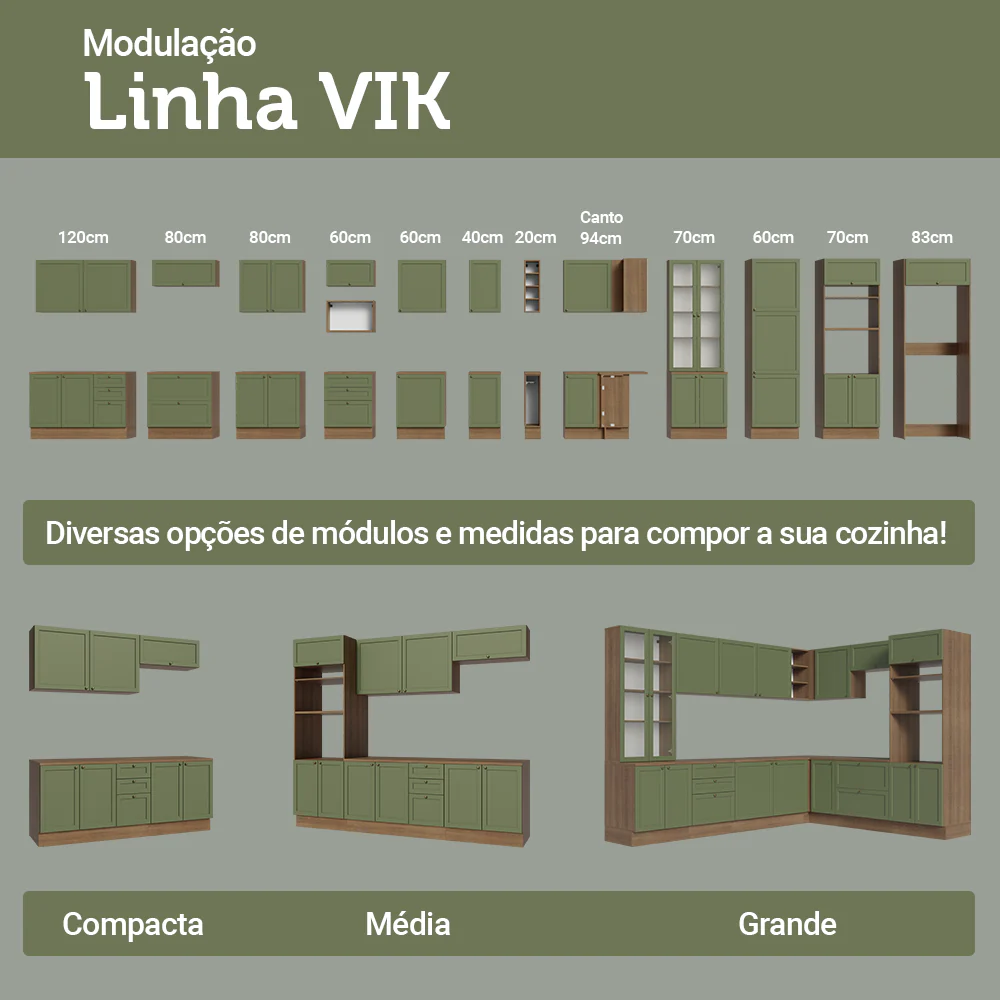 Armário de Cozinha Compacta 120 cm Rustic/Verde Vik Madesa 01 - Image 10