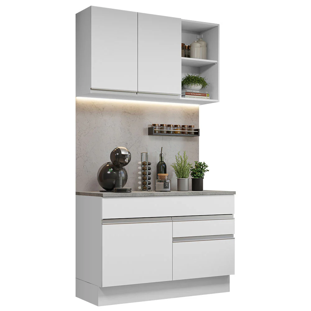 Armário de Cozinha Compacta 120cm Branco Glamy Madesa 08 - Image 2