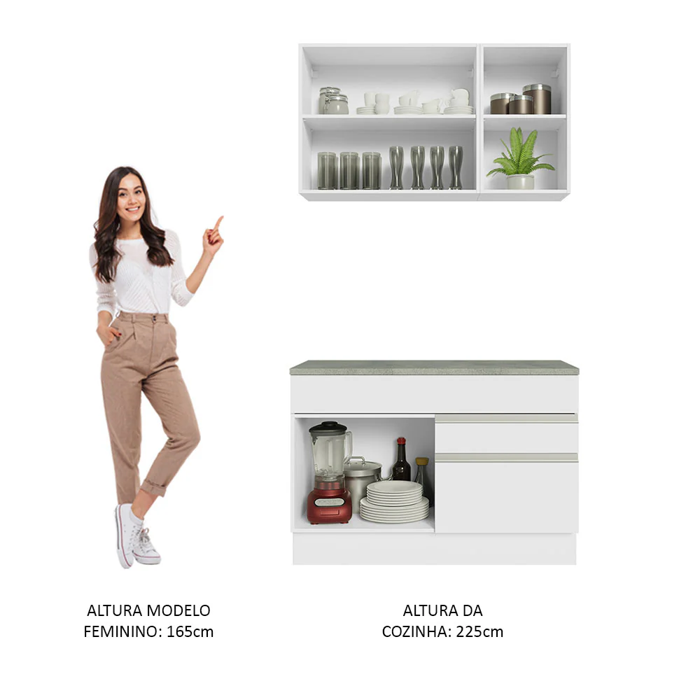 Armário de Cozinha Compacta 120cm Branco Glamy Madesa 08 - Image 5