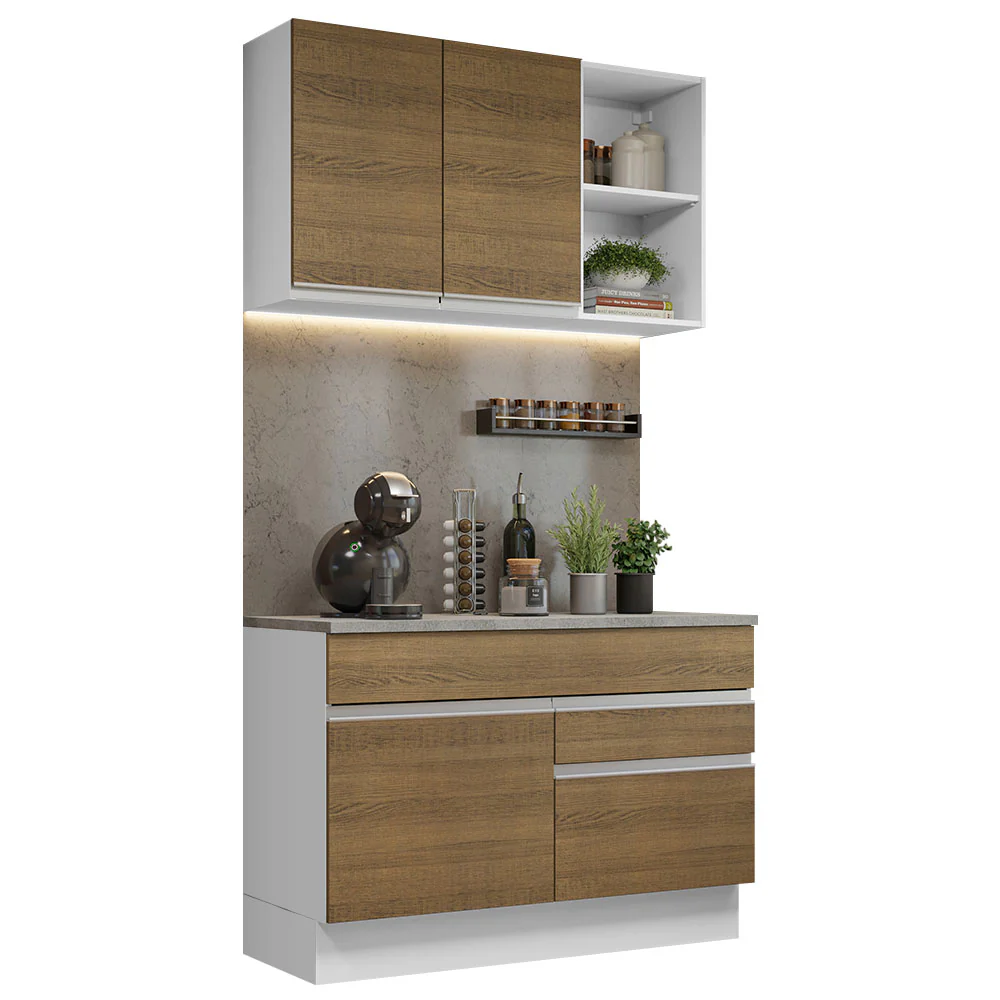 Armário de Cozinha Compacta 120cm Branco/Rustic Glamy Madesa 08 - Image 2