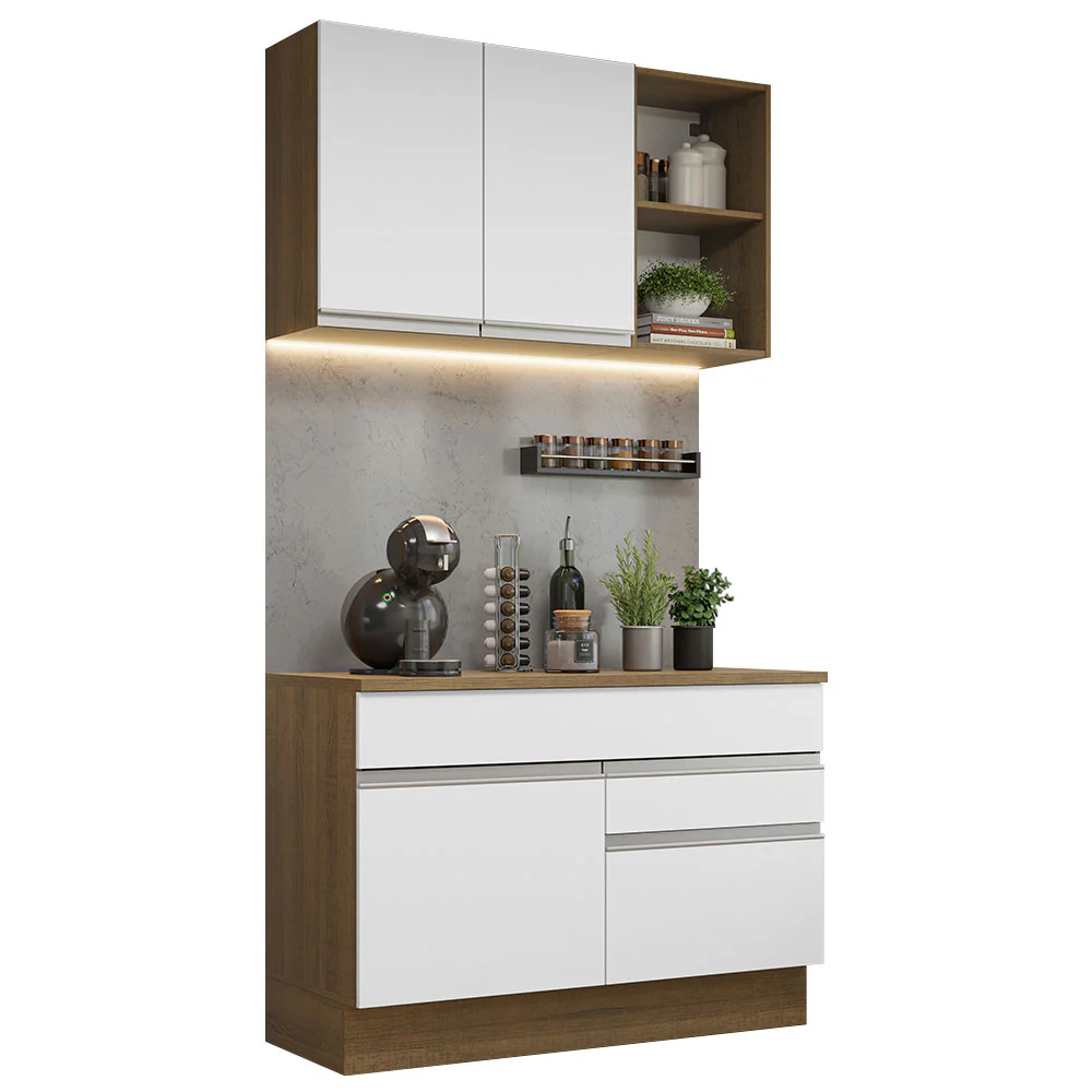 Armário de Cozinha Compacta 120cm Rustic/Branco Glamy Madesa 08 - Image 2