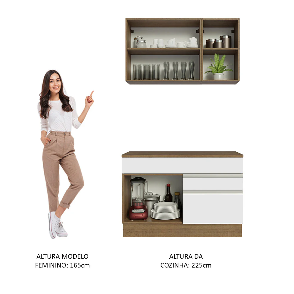 Armário de Cozinha Compacta 120cm Rustic/Branco Glamy Madesa 08 - Image 5