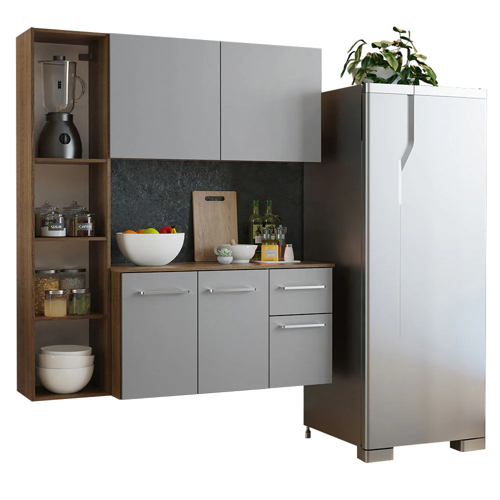 Armário de Cozinha Compacta 120cm Rustic/Cinza Easy Madesa - Image 2