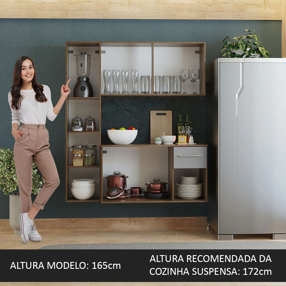 Armário de Cozinha Compacta 120cm Rustic/Cinza Easy Madesa - Image 5