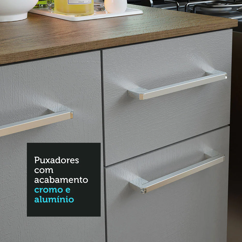 Armário de Cozinha Compacta 120cm Rustic/Cinza Easy Madesa - Image 6