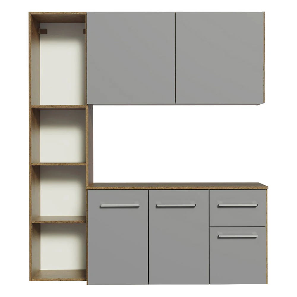 Armário de Cozinha Compacta 120cm Rustic/Cinza Easy Madesa - Image 7