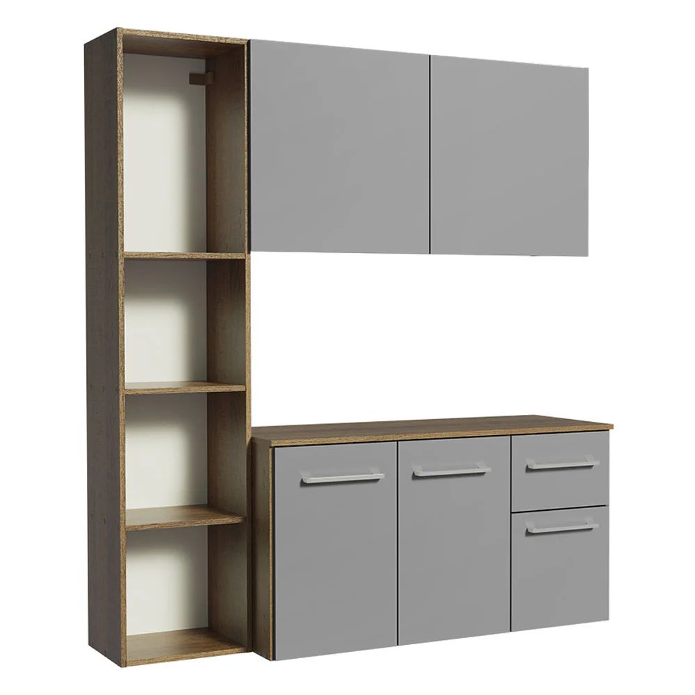 Armário de Cozinha Compacta 120cm Rustic/Cinza Easy Madesa - Image 8