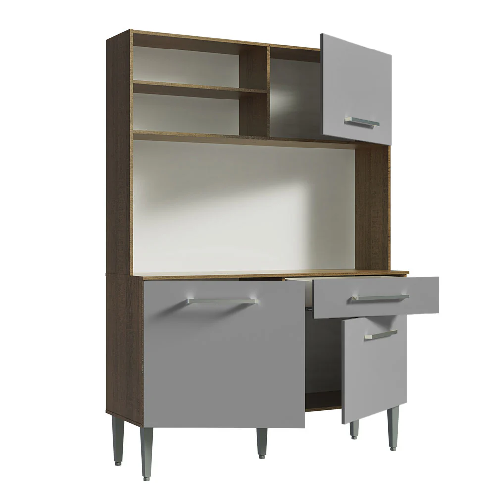 Armário de Cozinha Compacta 120cm Rustic/Cinza Life Madesa - Image 4