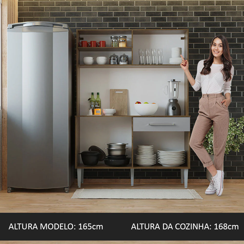 Armário de Cozinha Compacta 120cm Rustic/Cinza Life Madesa - Image 5