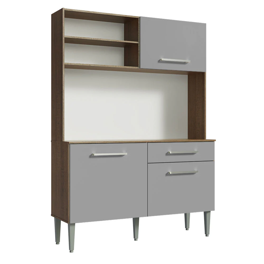 Armário de Cozinha Compacta 120cm Rustic/Cinza Life Madesa - Image 6