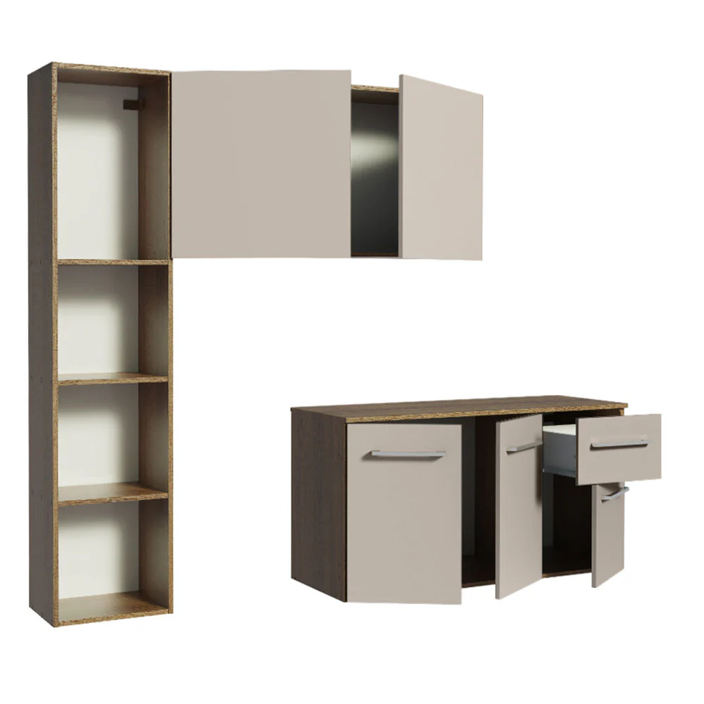 Armário de Cozinha Compacta 120cm Rustic/Crema Easy Madesa - Image 4
