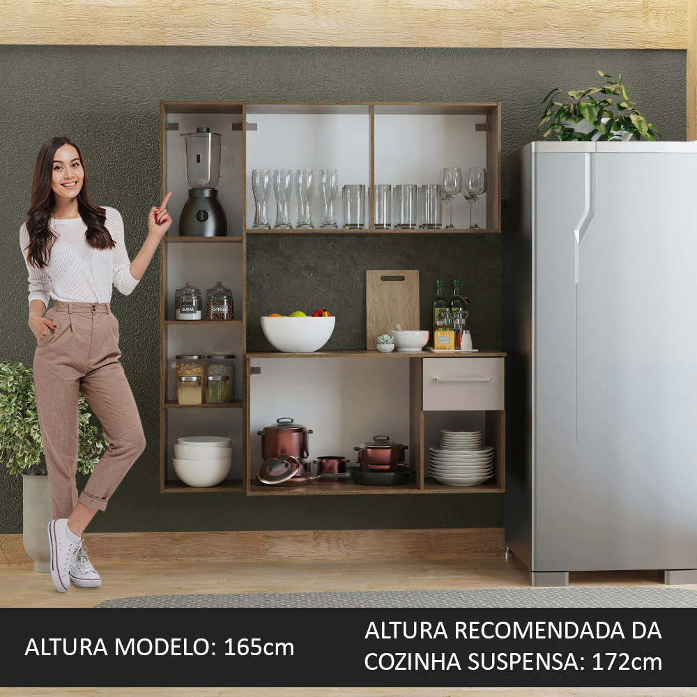 Armário de Cozinha Compacta 120cm Rustic/Crema Easy Madesa - Image 5