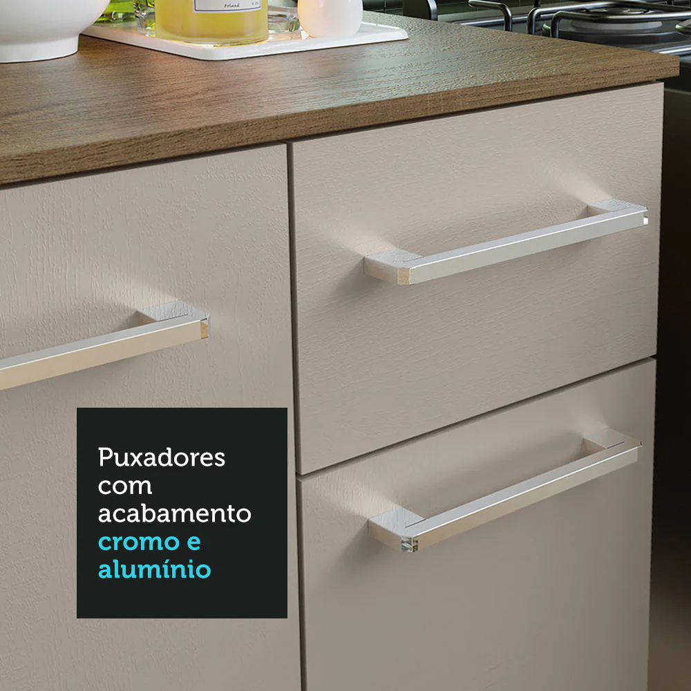 Armário de Cozinha Compacta 120cm Rustic/Crema Easy Madesa - Image 6