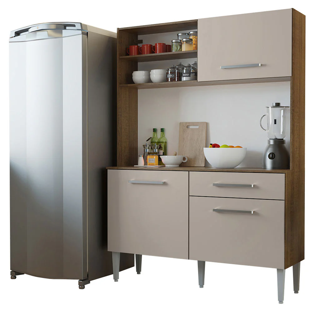 Armário de Cozinha Compacta 120cm Rustic/Crema Life Madesa - Image 2