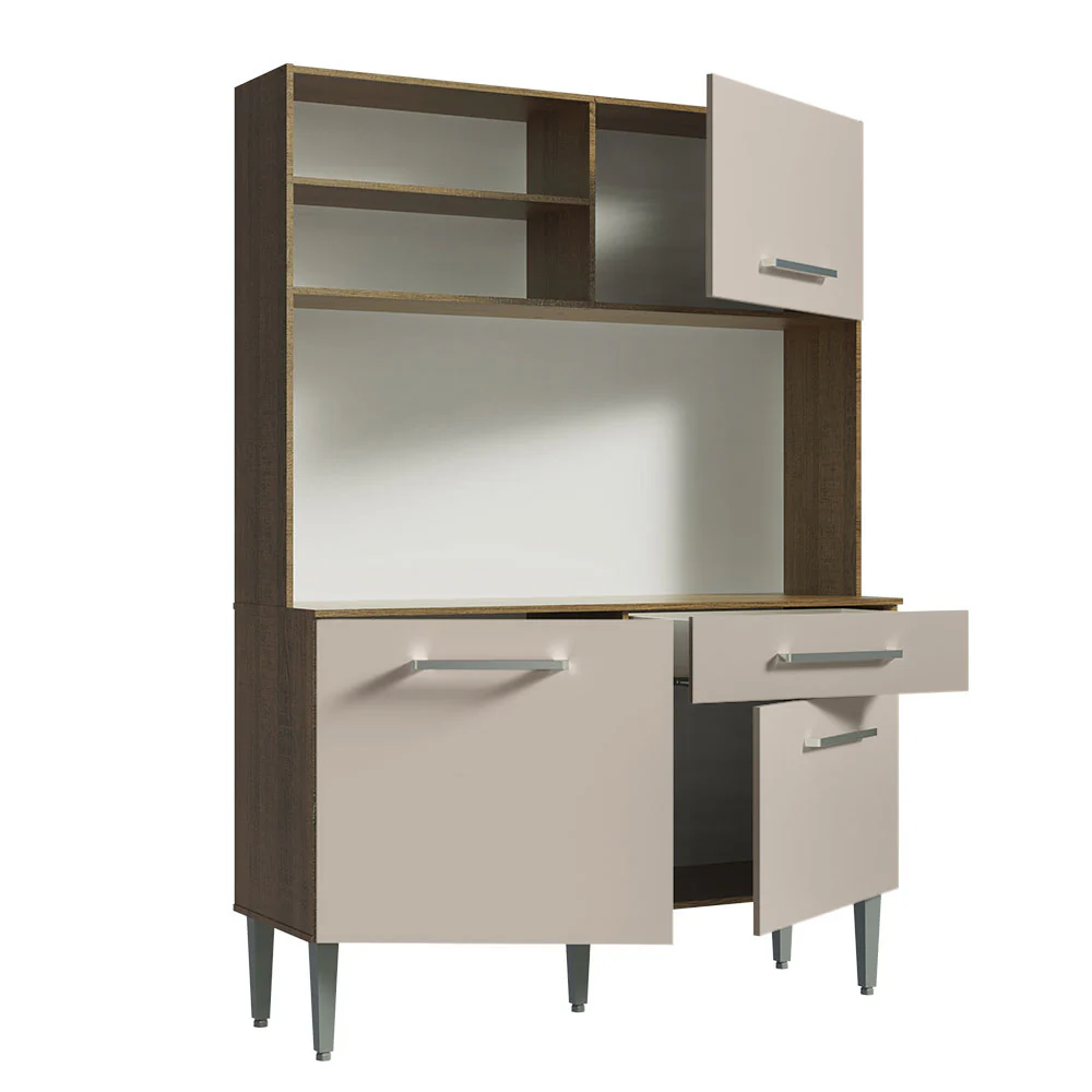 Armário de Cozinha Compacta 120cm Rustic/Crema Life Madesa - Image 4