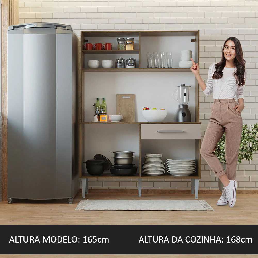 Armário de Cozinha Compacta 120cm Rustic/Crema Life Madesa - Image 5