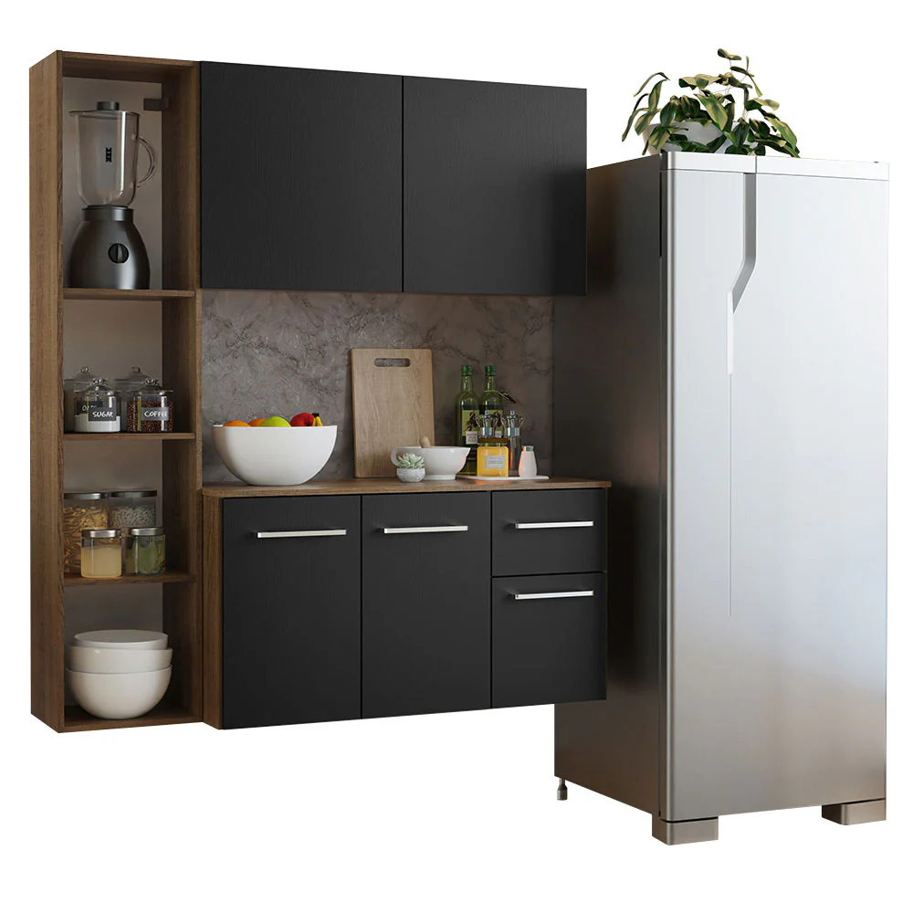 Armário de Cozinha Compacta 120cm Rustic/Preto Easy Madesa - Image 2