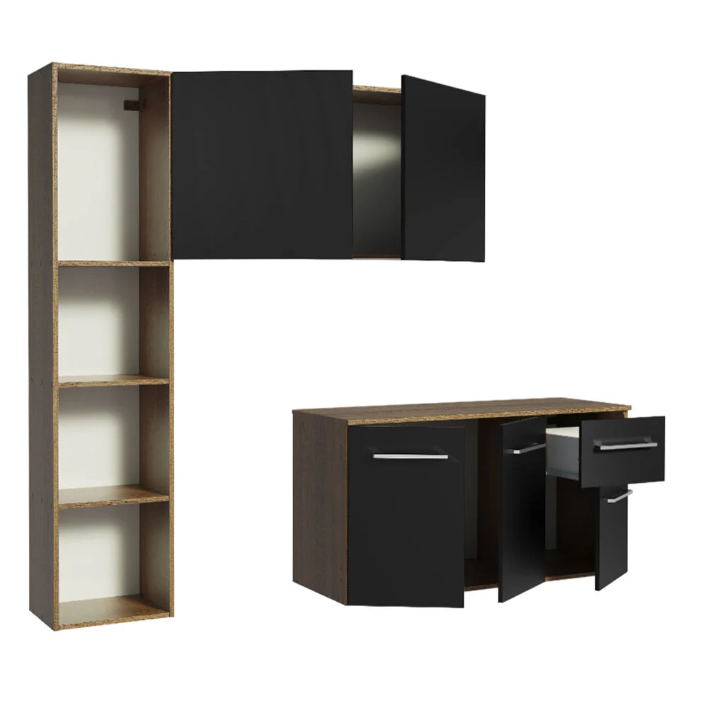 Armário de Cozinha Compacta 120cm Rustic/Preto Easy Madesa - Image 4