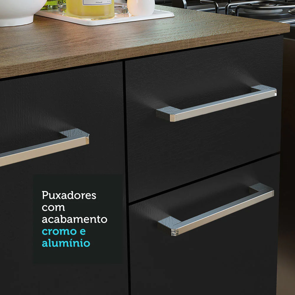Armário de Cozinha Compacta 120cm Rustic/Preto Easy Madesa - Image 6