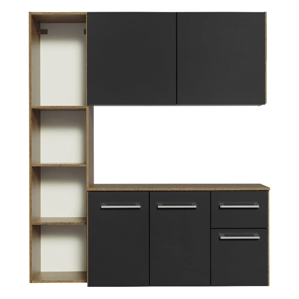 Armário de Cozinha Compacta 120cm Rustic/Preto Easy Madesa - Image 7