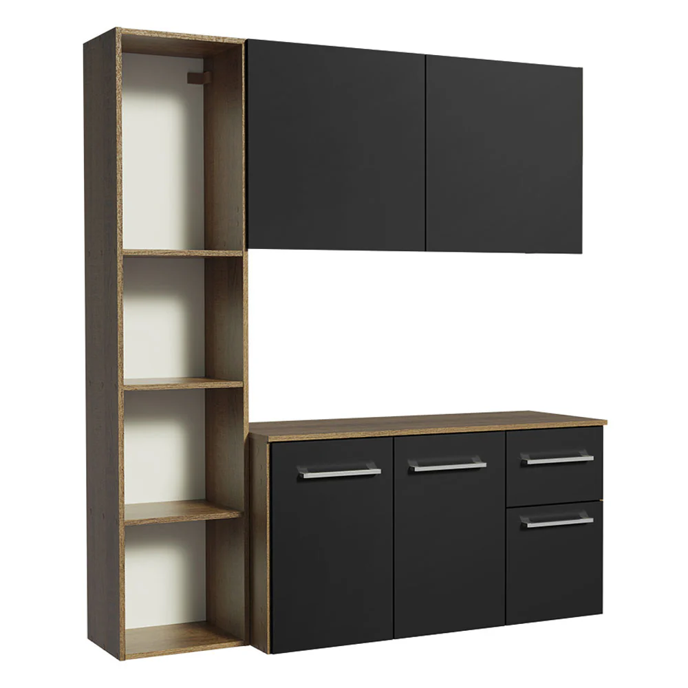 Armário de Cozinha Compacta 120cm Rustic/Preto Easy Madesa - Image 8