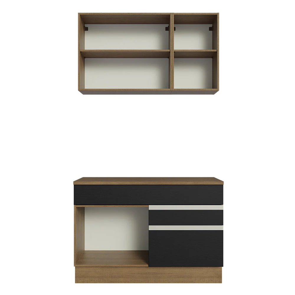 Armário de Cozinha Compacta 120cm Rustic/Preto Glamy Madesa 08 - Image 11