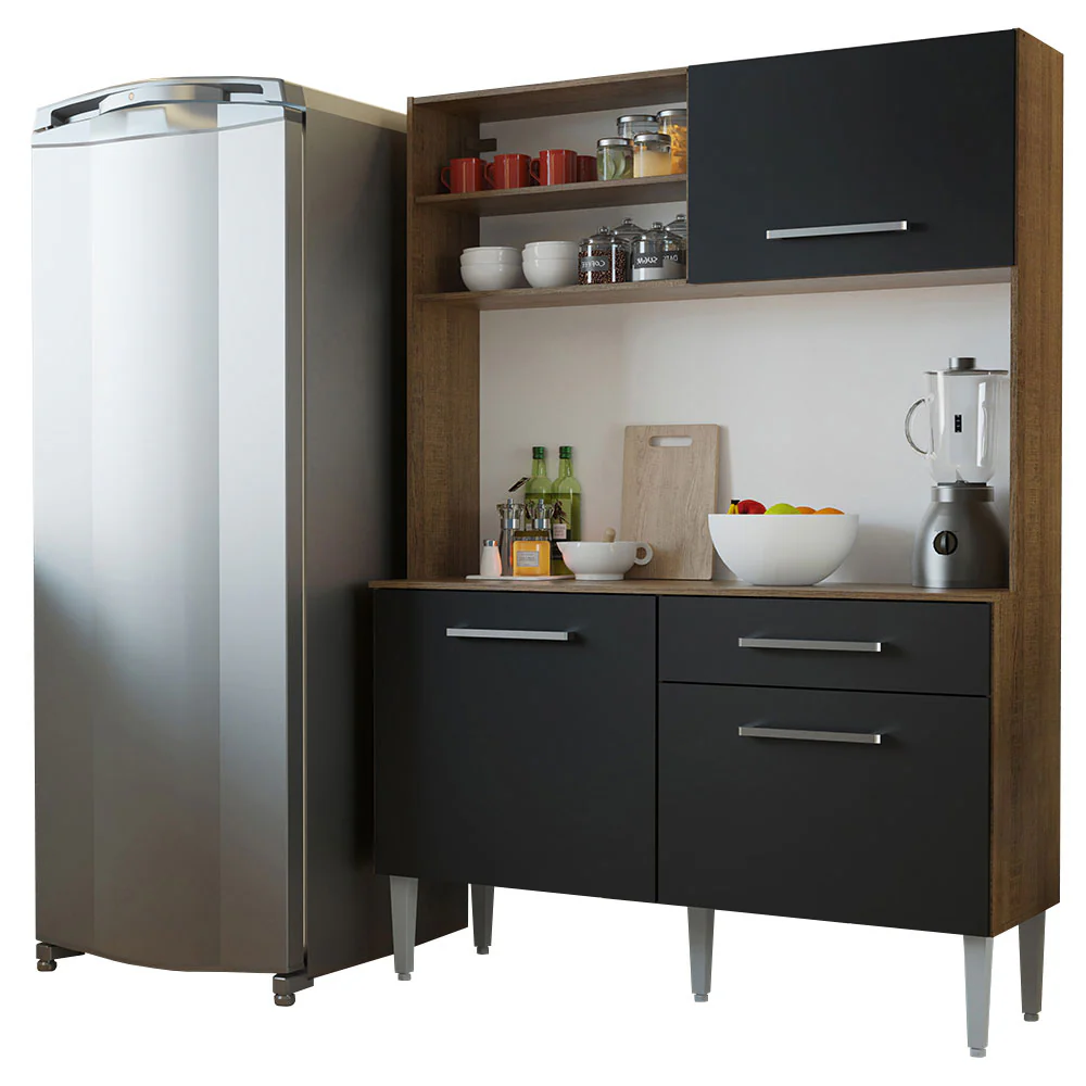 Armário de Cozinha Compacta 120cm Rustic/Preto Life Madesa - Image 2