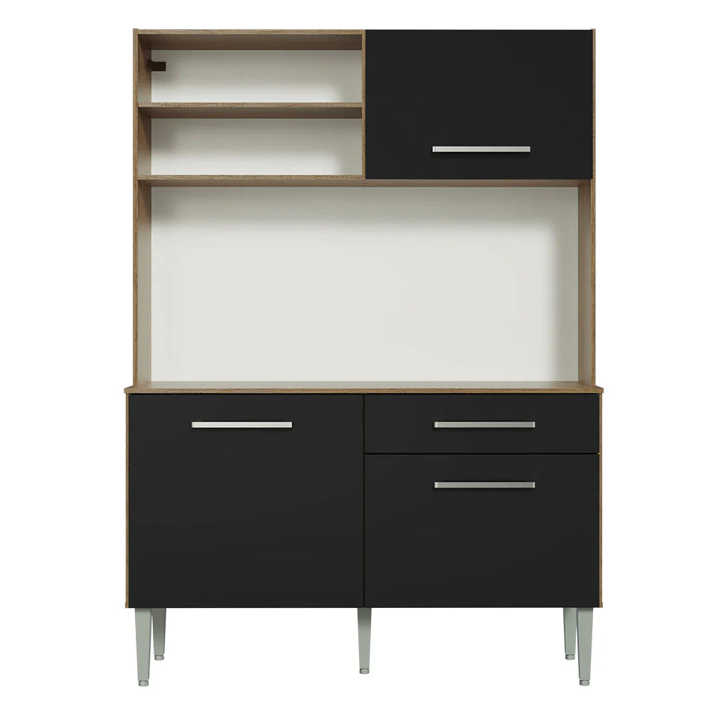 Armário de Cozinha Compacta 120cm Rustic/Preto Life Madesa - Image 7