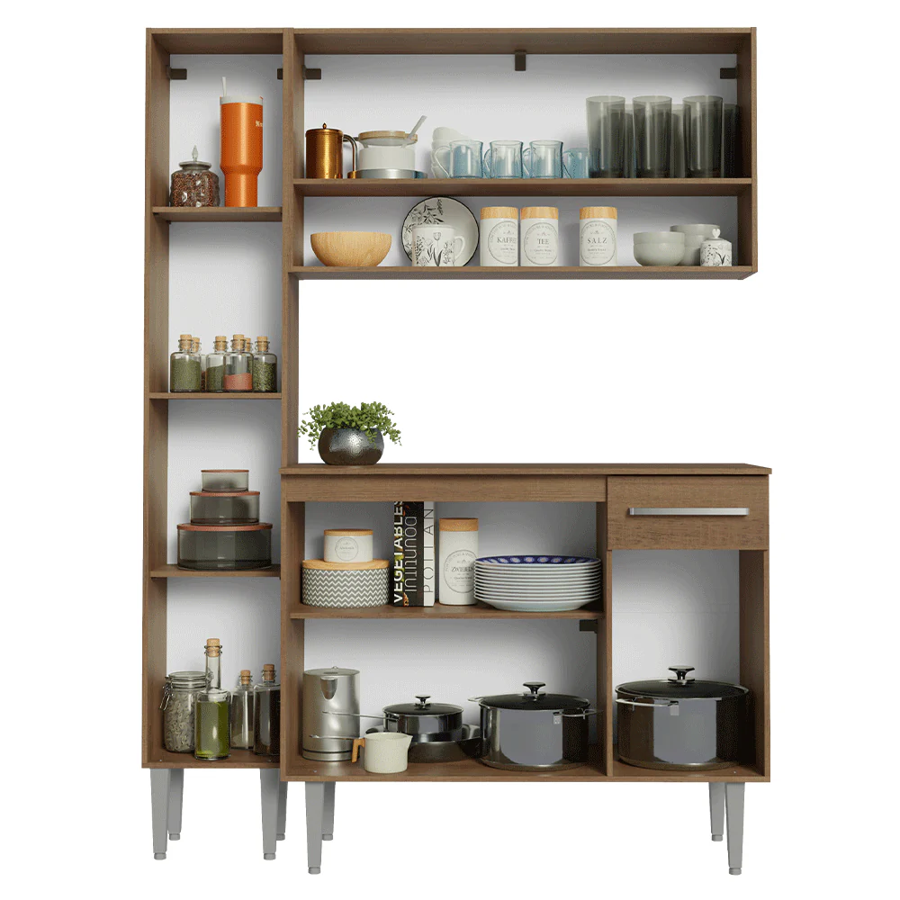 Armário de Cozinha Compacta 137 cm Rustic/Cinza Emilly Madesa 012 - Image 5