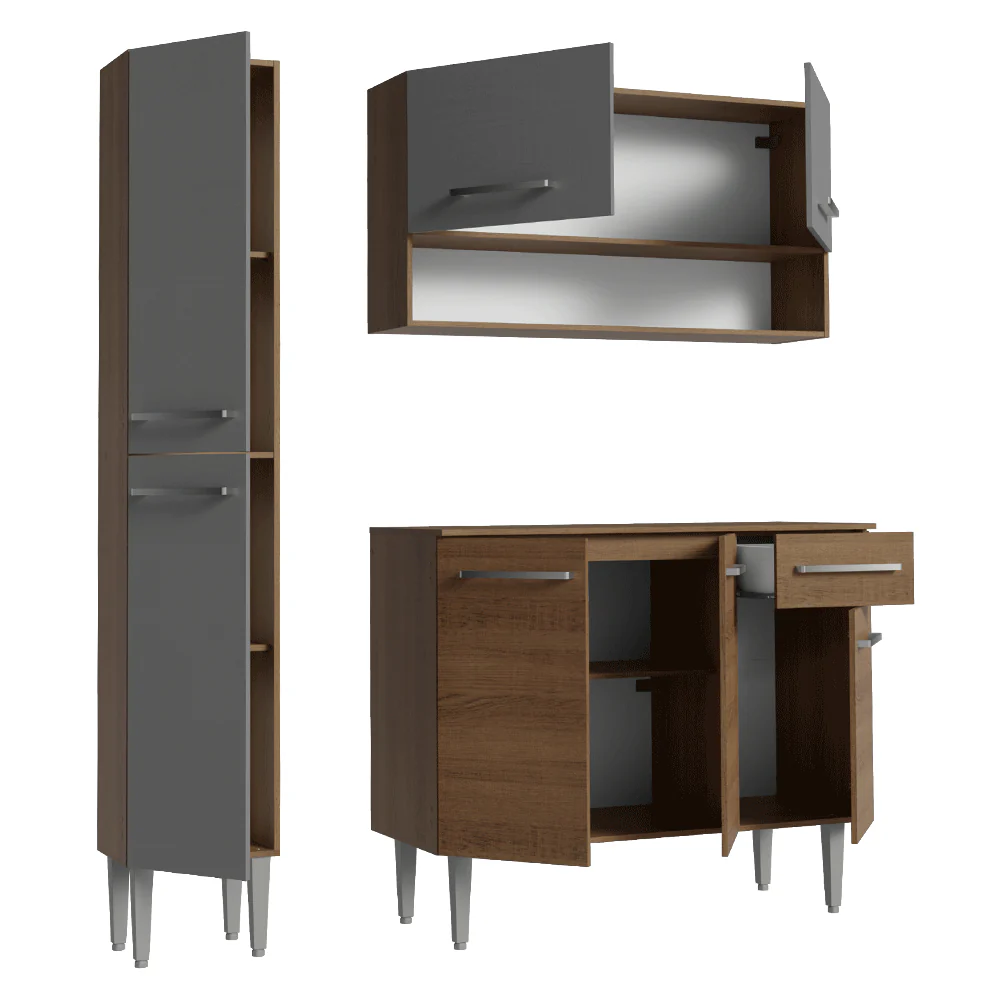 Armário de Cozinha Compacta 137 cm Rustic/Cinza Emilly Madesa 012 - Image 8