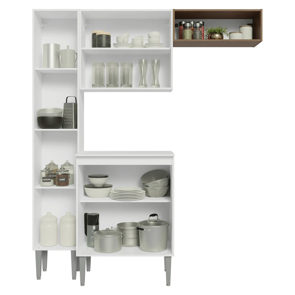 Armário de Cozinha Compacta 156 cm Branco/Rustic Emilly Madesa 01 - Image 5