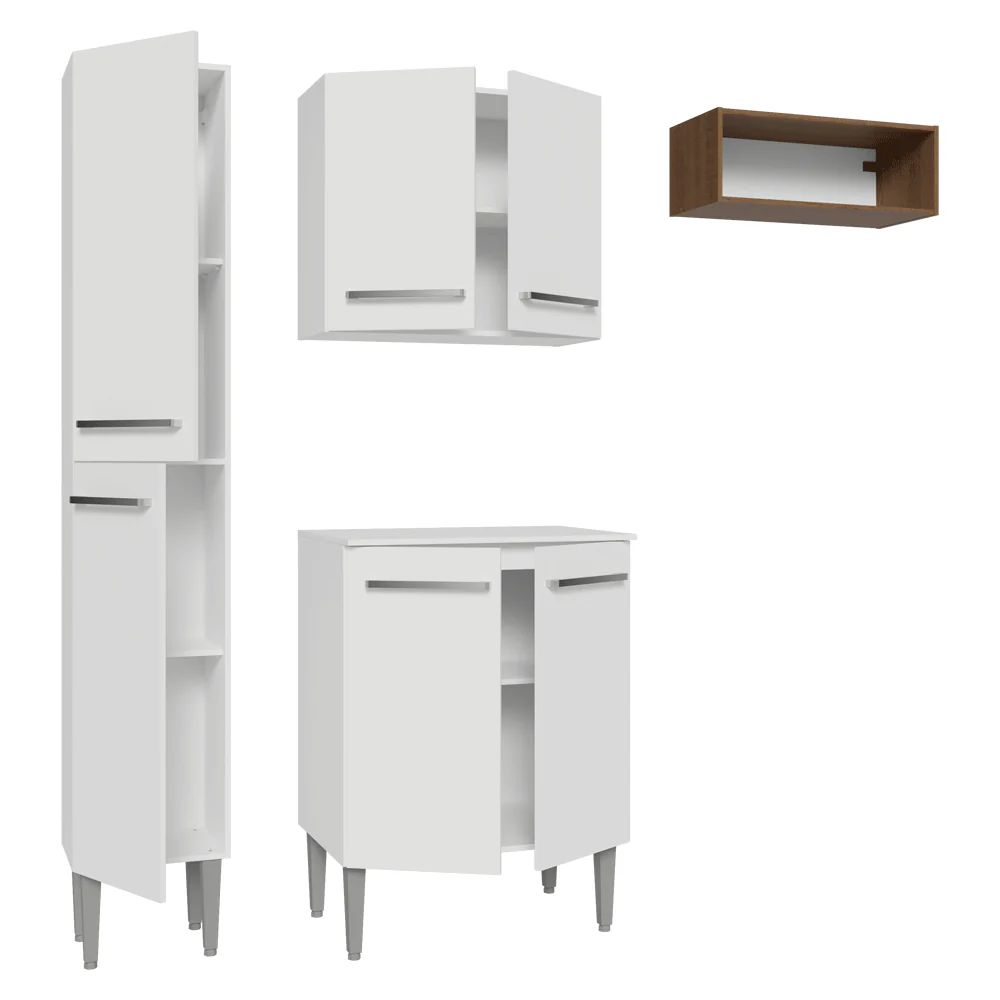 Armário de Cozinha Compacta 156 cm Branco/Rustic Emilly Madesa 01 - Image 8