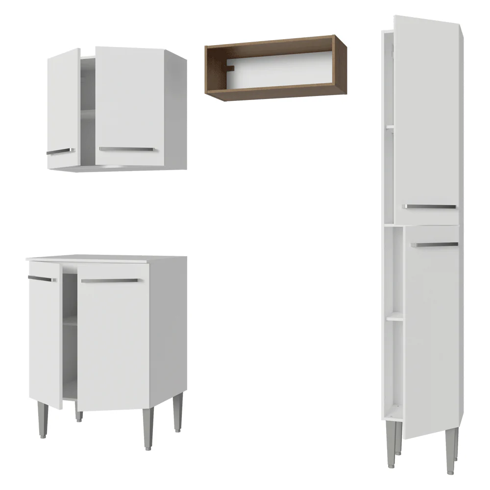 Armário de Cozinha Compacta 156 cm Branco/Rustic Emilly Madesa 02 - Image 8