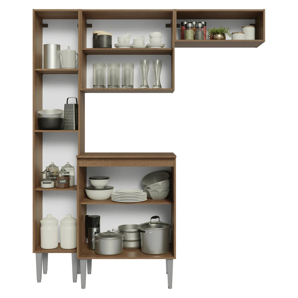 Armário de Cozinha Compacta 156 cm Rustic/Cinza Emilly Madesa 01 - Image 5