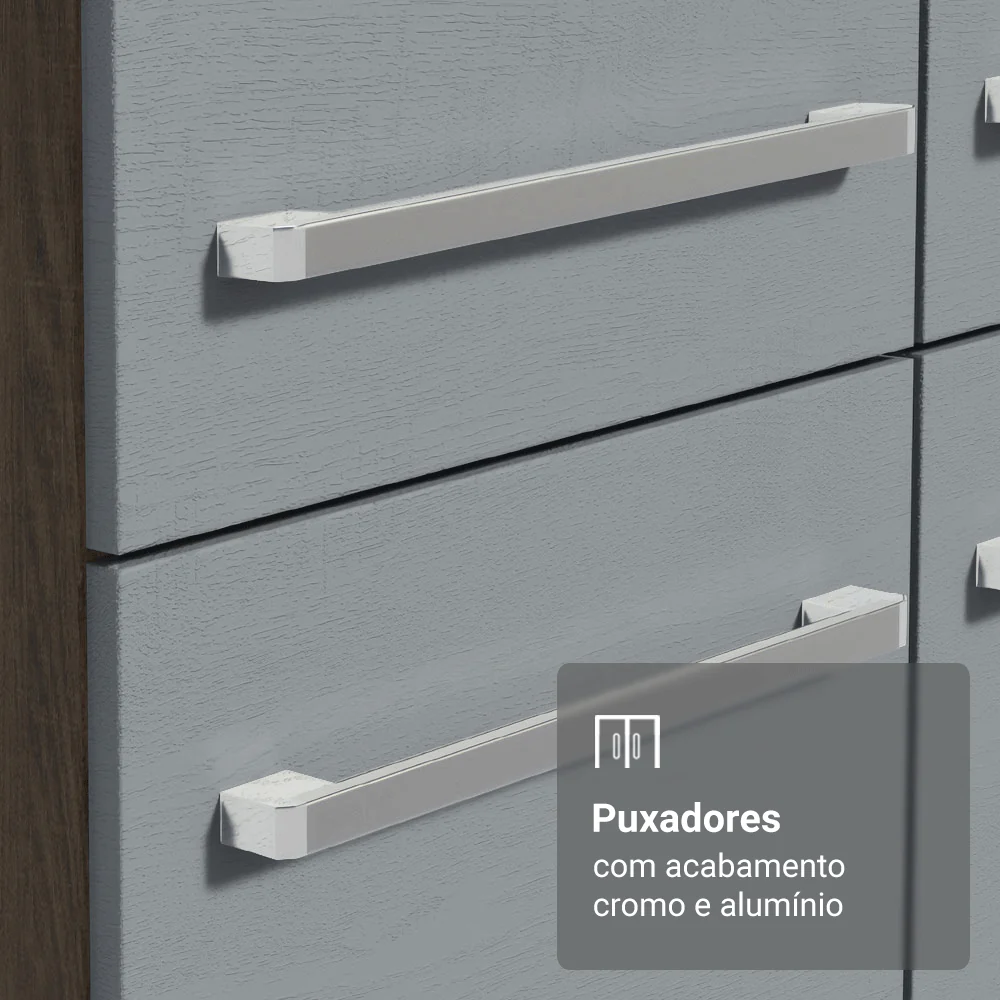 Armário de Cozinha Compacta 156 cm Rustic/Cinza Emilly Madesa 01 - Image 6
