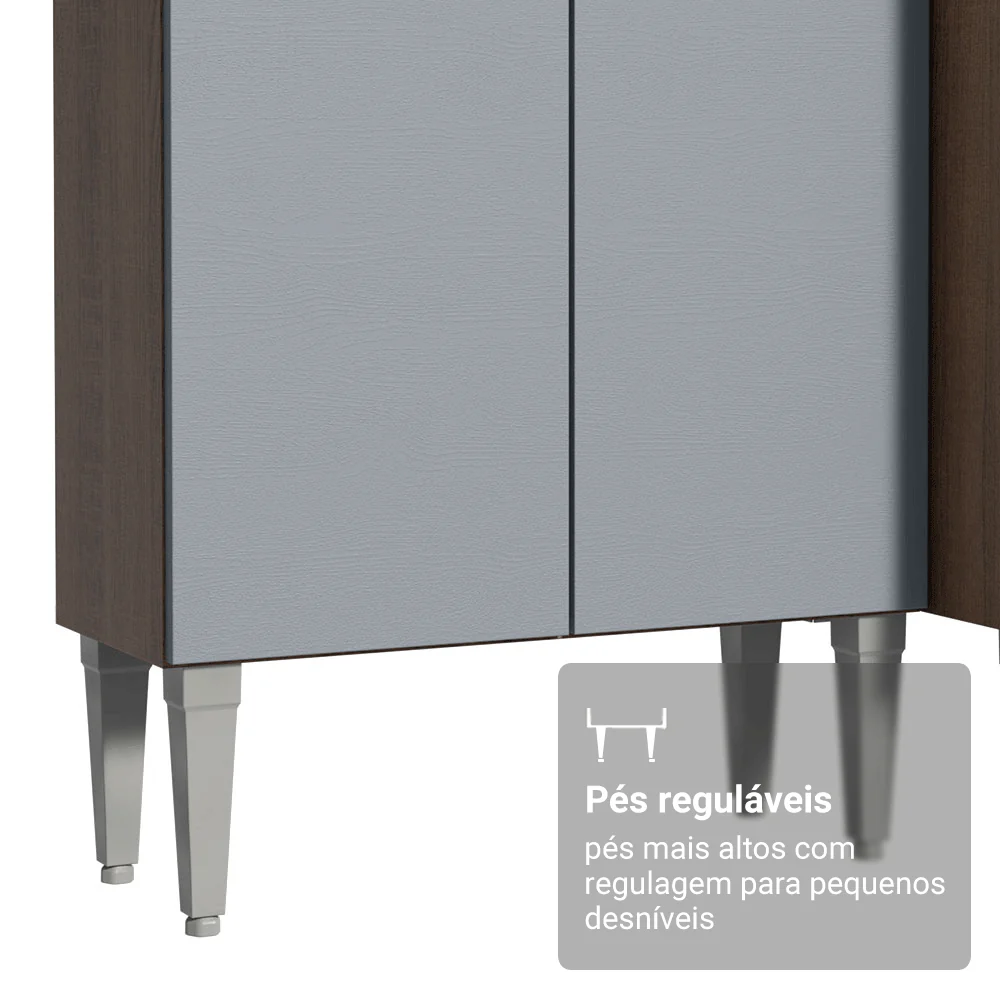Armário de Cozinha Compacta 156 cm Rustic/Cinza Emilly Madesa 01 - Image 7