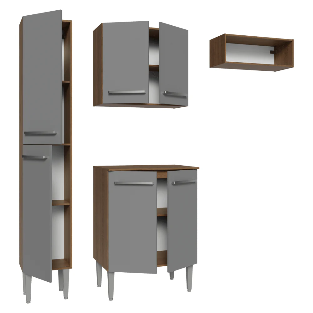 Armário de Cozinha Compacta 156 cm Rustic/Cinza Emilly Madesa 01 - Image 8