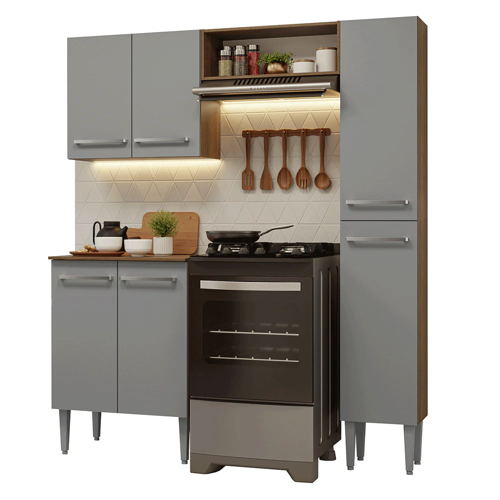 Armário de Cozinha Compacta 156 cm Rustic/Cinza Emilly Madesa 02 - Image 2