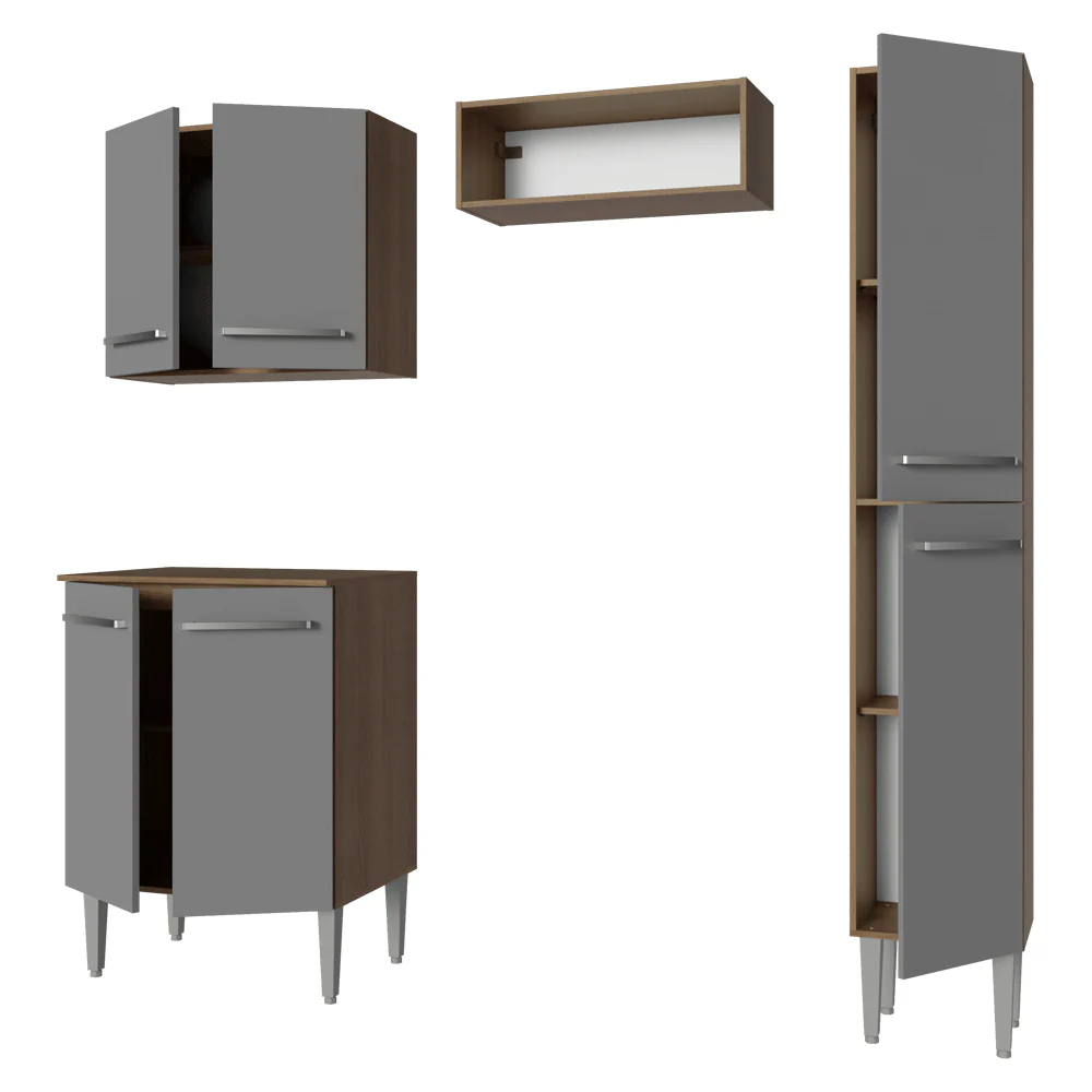 Armário de Cozinha Compacta 156 cm Rustic/Cinza Emilly Madesa 02 - Image 8