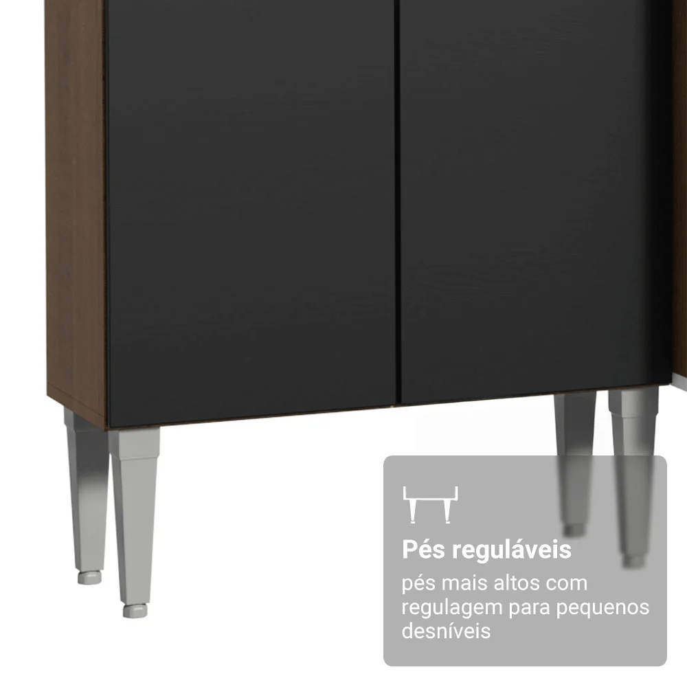 Armário de Cozinha Compacta 156 cm Rustic/Preto Emilly Madesa 01 - Image 7