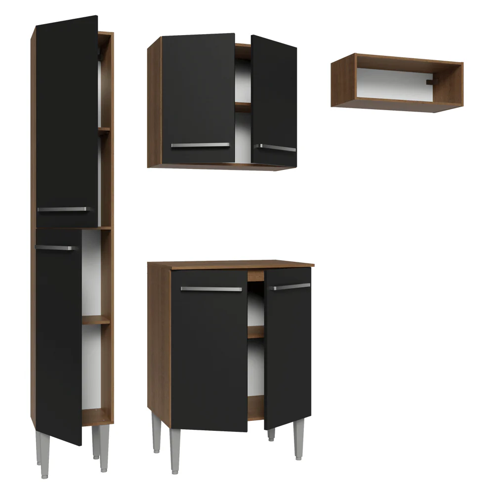 Armário de Cozinha Compacta 156 cm Rustic/Preto Emilly Madesa 01 - Image 8