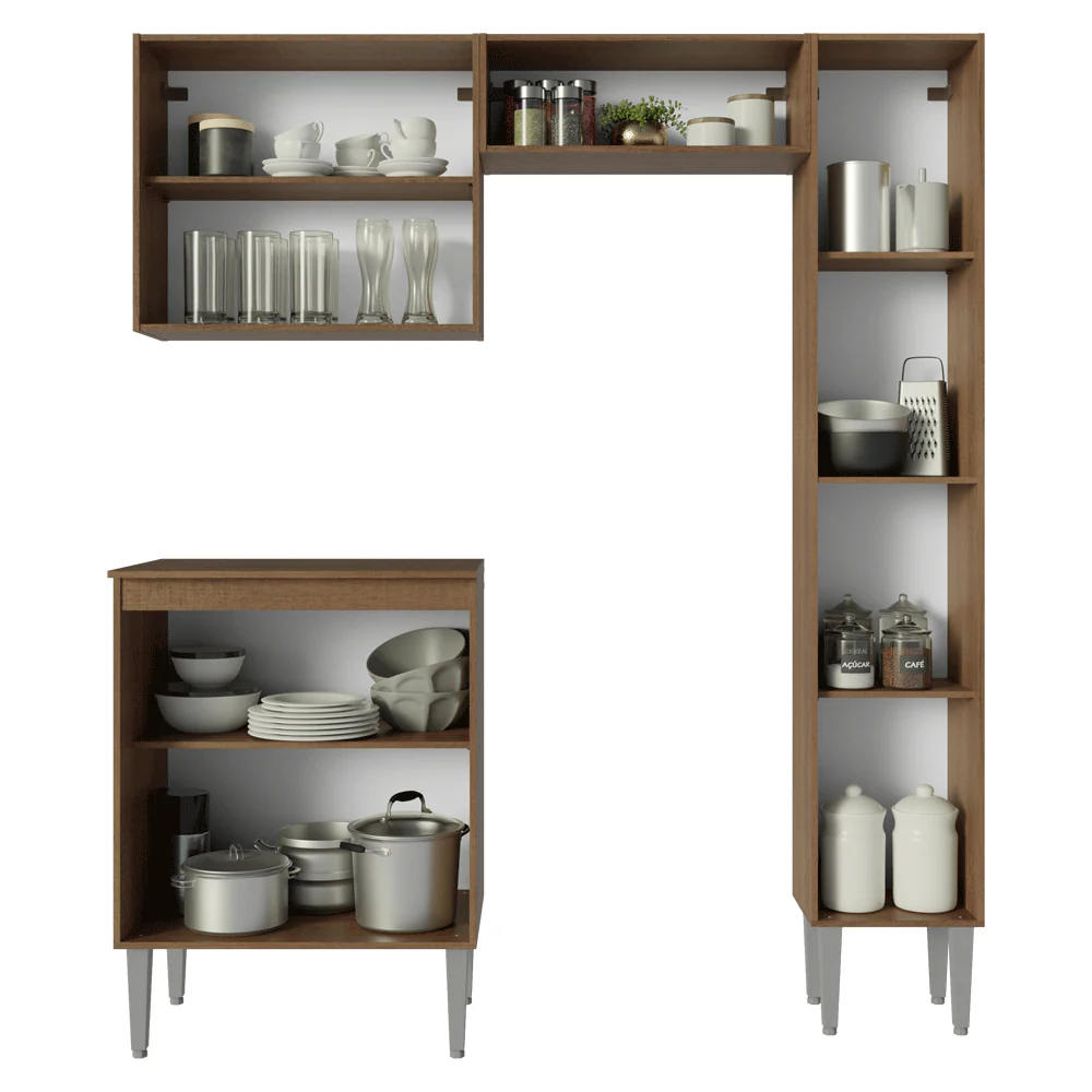 Armário de Cozinha Compacta 156 cm Rustic/Preto Emilly Madesa 02 - Image 5