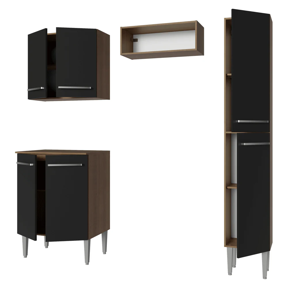Armário de Cozinha Compacta 156 cm Rustic/Preto Emilly Madesa 02 - Image 8