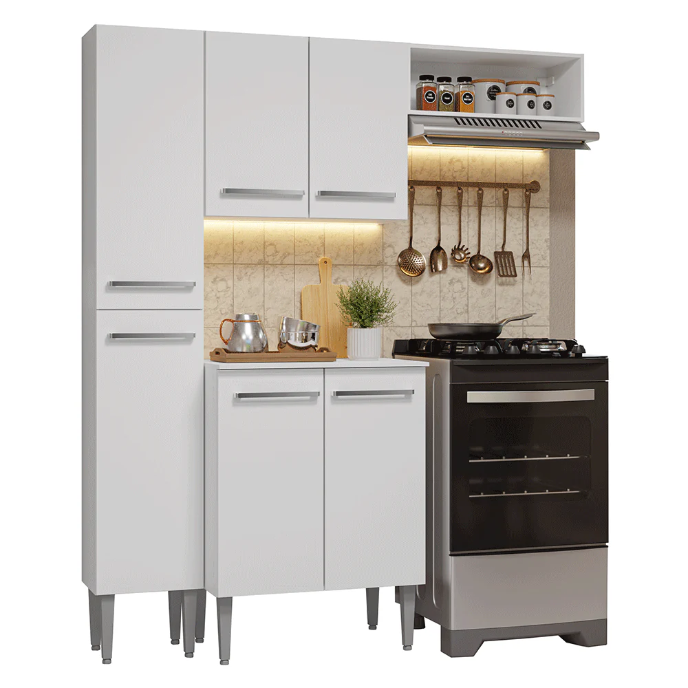 Armário de Cozinha Compacta 156cm Branco Emilly Madesa 01 - Image 2