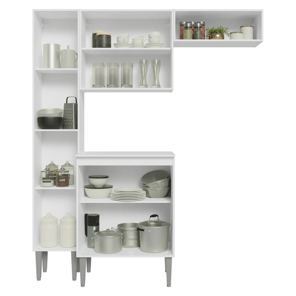 Armário de Cozinha Compacta 156cm Branco Emilly Madesa 01 - Image 5