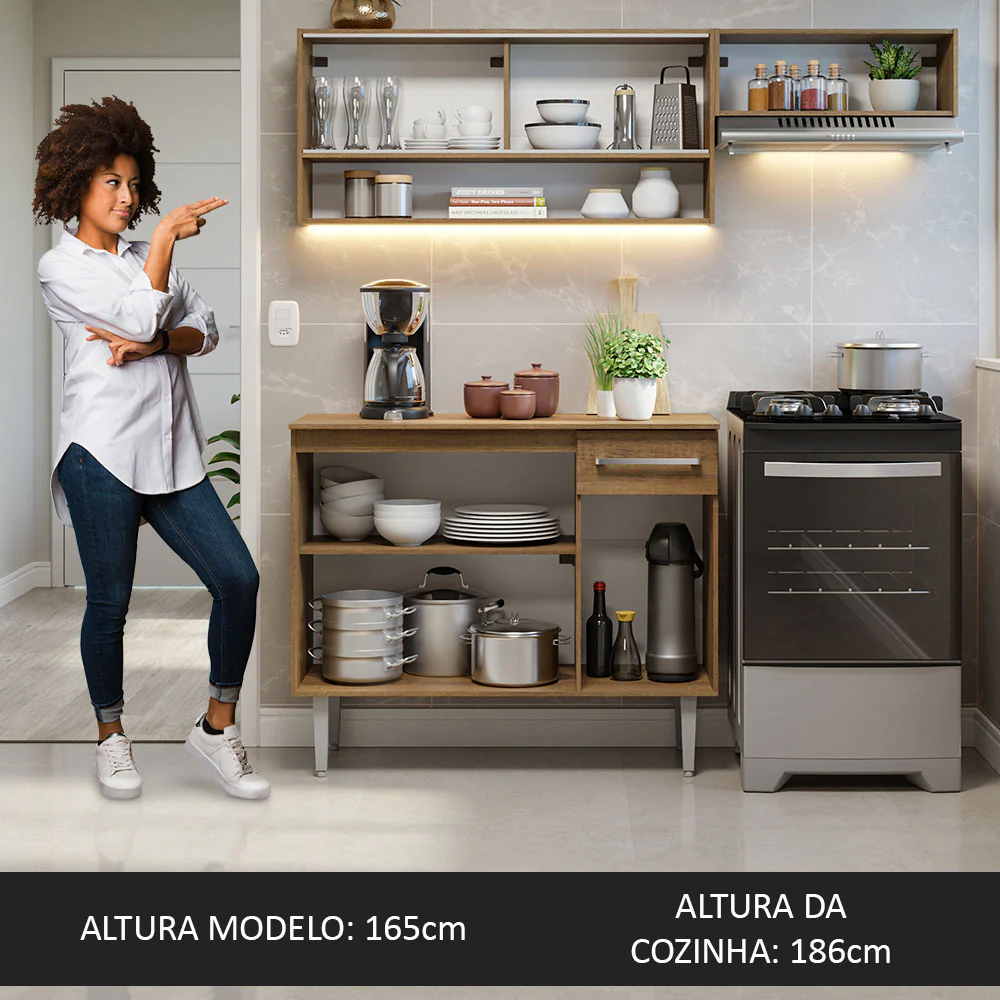 Armário de Cozinha Compacta 165cm Rustic Emilly Madesa 02 - Image 5