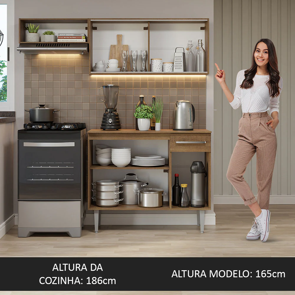 Armário de Cozinha Compacta 165cm Rustic Emilly Madesa 03 - Image 5